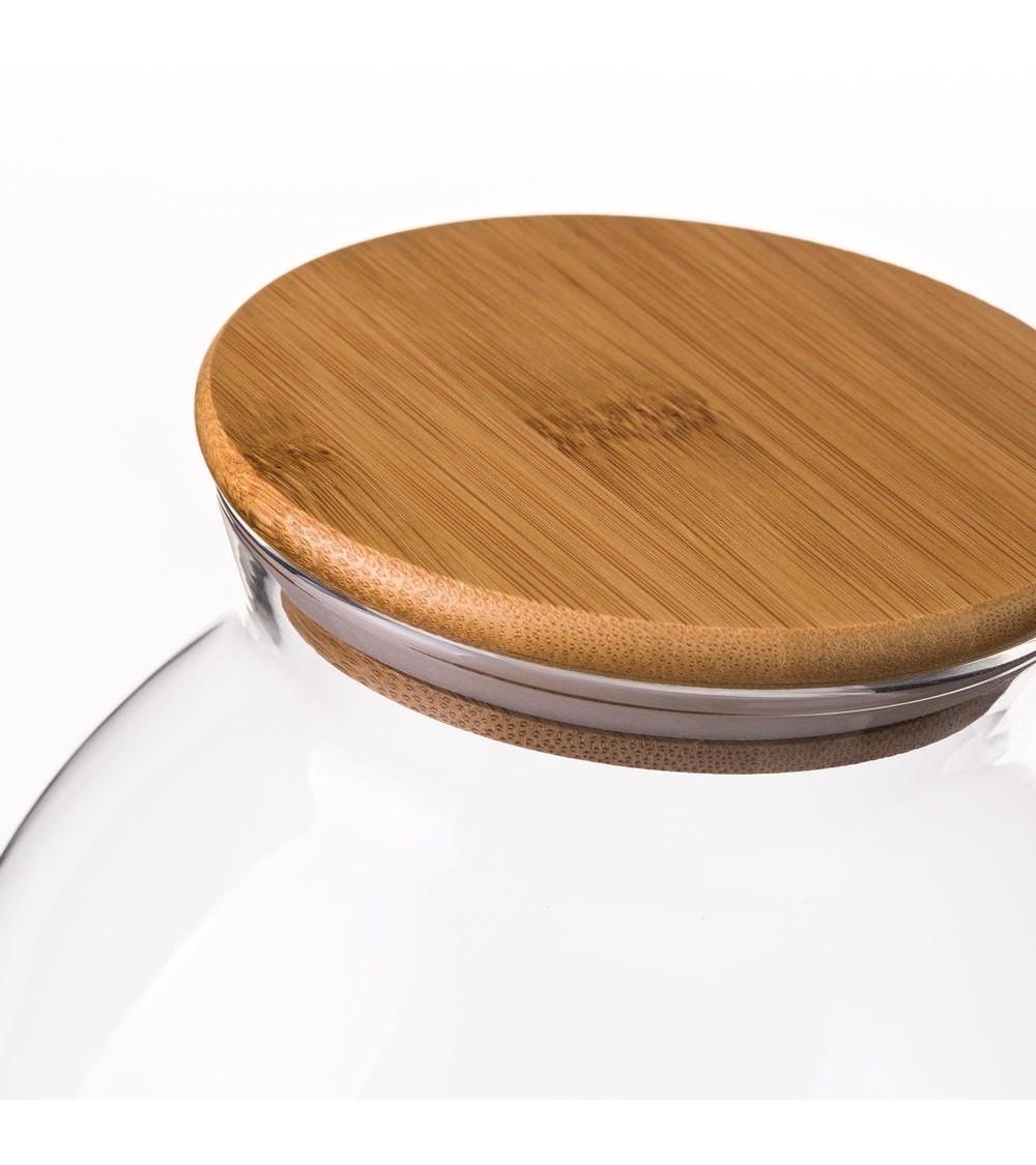 Dcasa Bote De Cristal Transparente Con Tapa De Bambú De 1.7 Litros