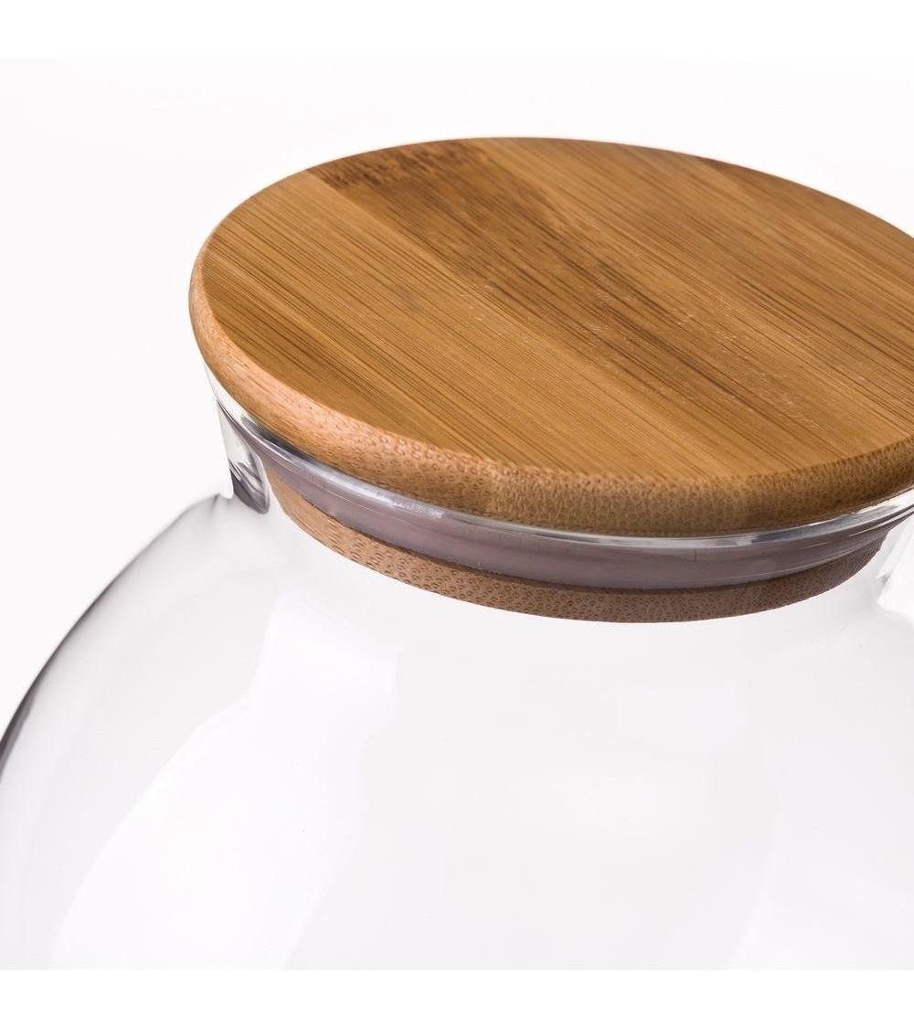 Dcasa Bote De Cristal Transparente Con Tapa De Bambú De 1 Litro
