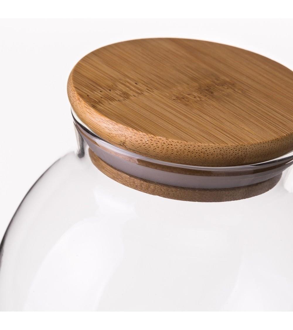 Dcasa Bote De Cristal Transparente Con Tapa De Bambú De 500 Ml