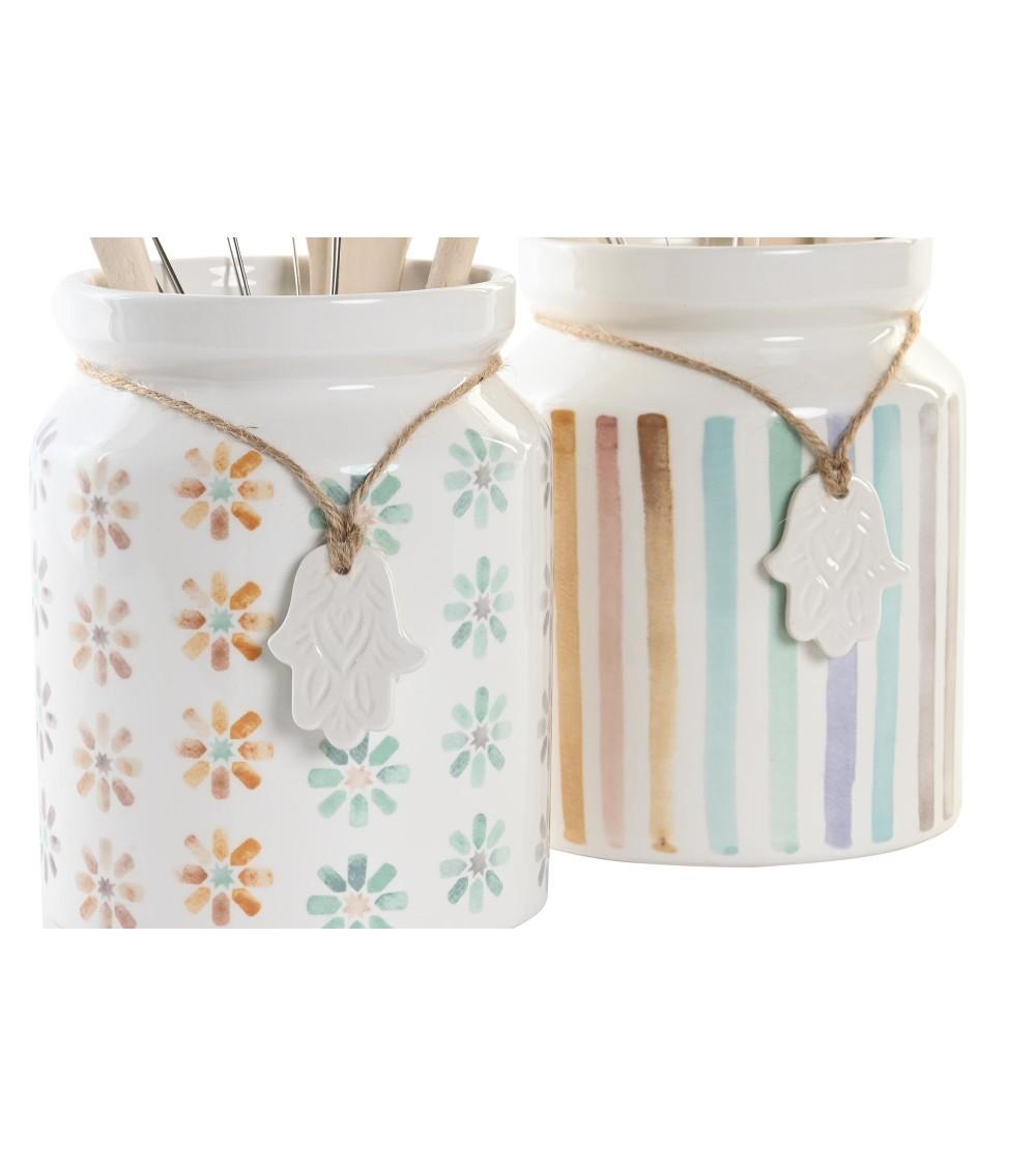 Dcasa Bote Utensilios Flores Con 4 Accesorios Dolomite De Colores Urban Para Cocina