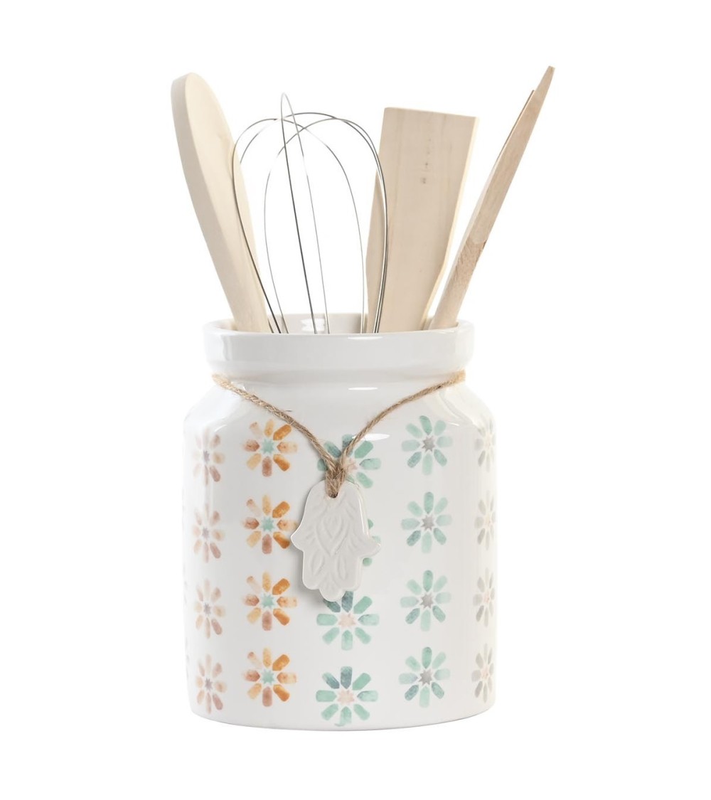 Dcasa Bote utensilios flores con 4 accesorios dolomite de colores urban para cocina