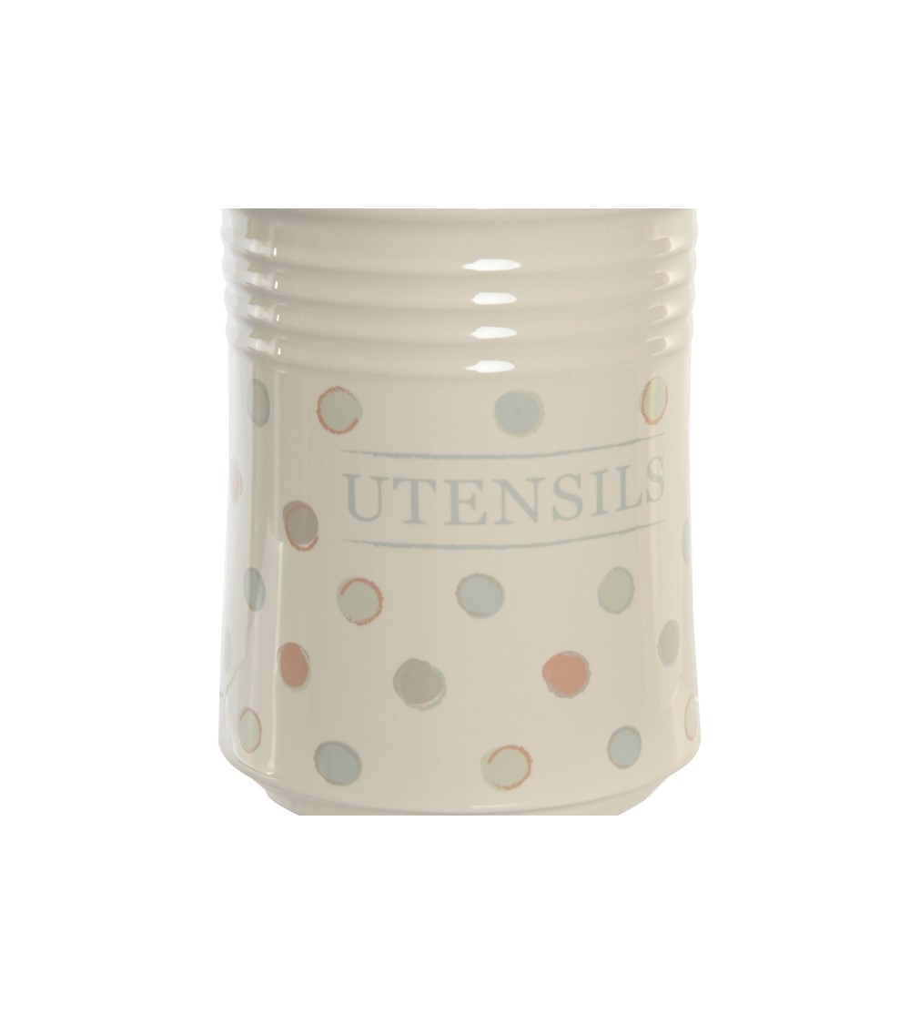 Dcasa Bote Utensilios Topos Con 4 Accesorios Gres De Colores Para Cocina