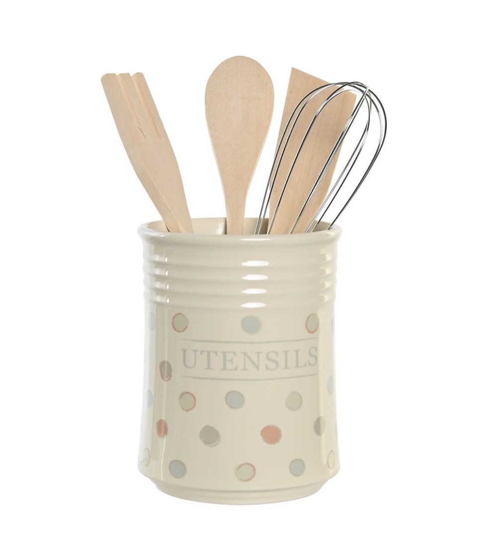 Dcasa Bote utensilios topos con 4 accesorios gres de colores para cocina