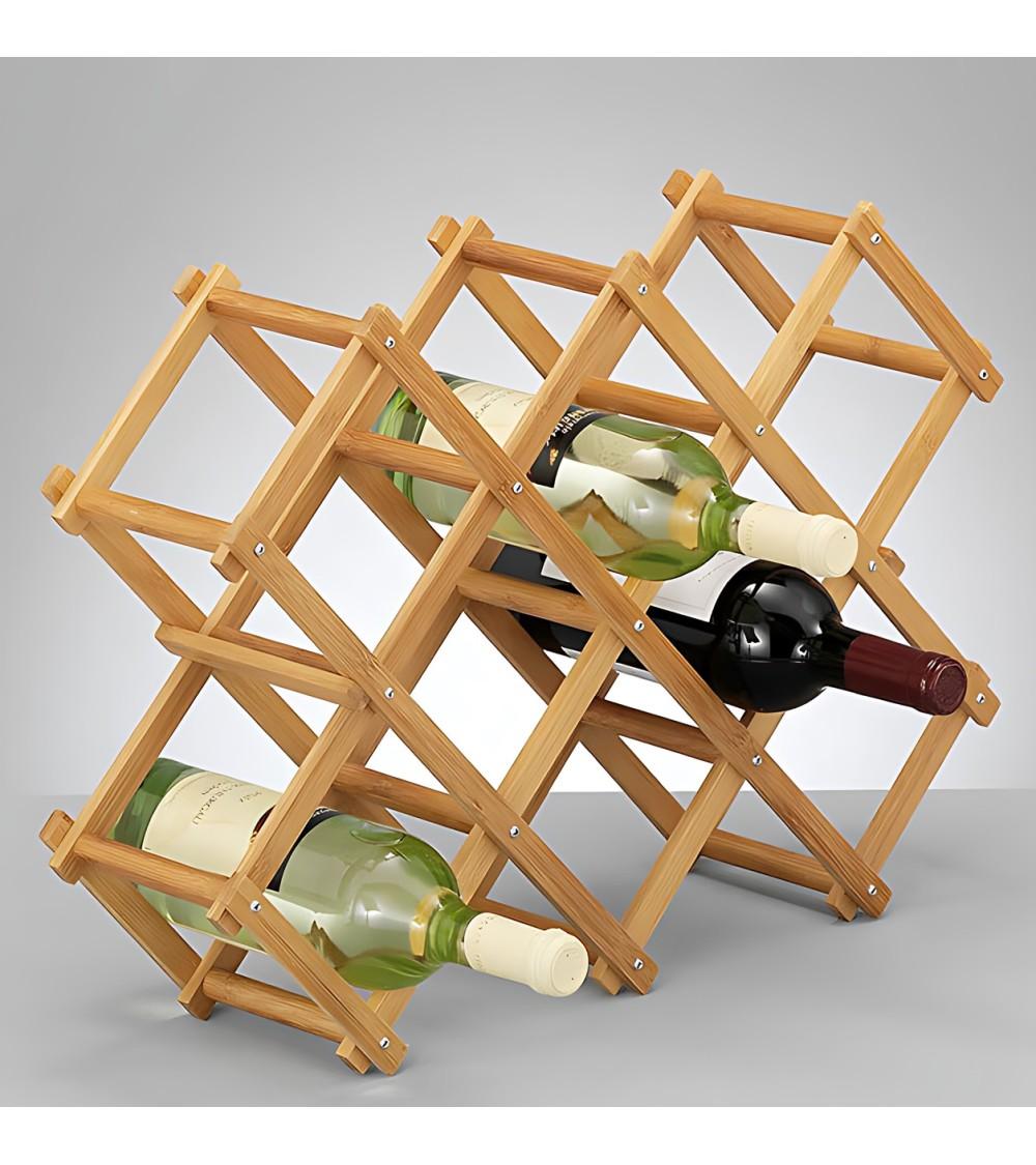 Dcasa Botellero Plegable De 8 Botellas Marrón De Bambú De 35x18x52 Cm