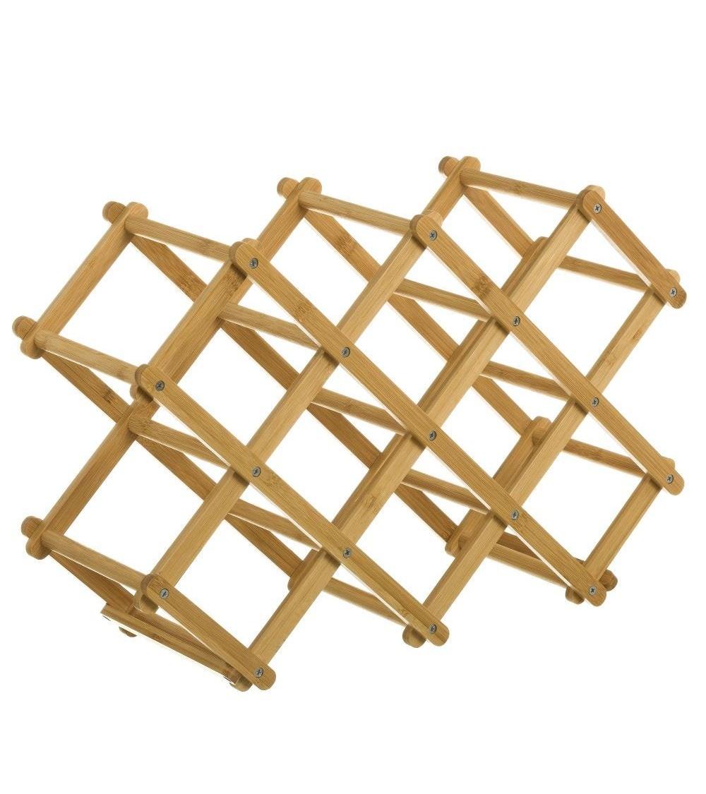 Dcasa Botellero plegable de 8 botellas marrón de bambú de 35x18x52 cm