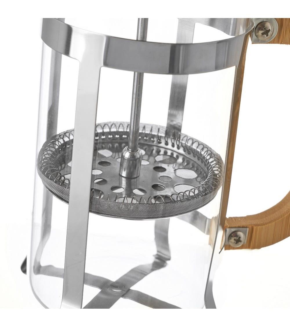 Dcasa Cafetera Francesa De Acero Inoxidable Y Bambú De 15x8x19 Cm