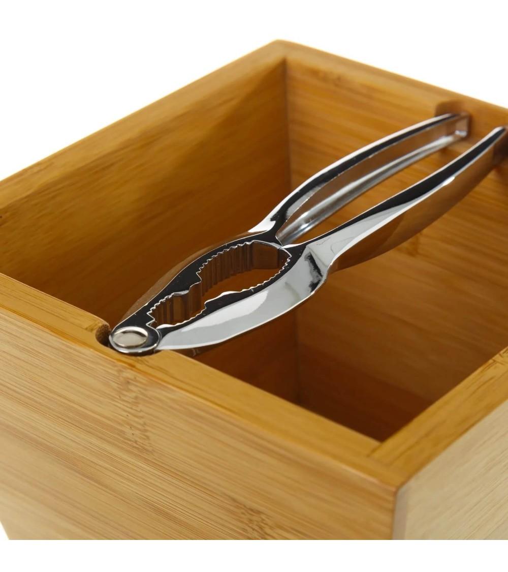 Dcasa Caja Cascanueces De Bambú Marrón De 16x16x11 Cm