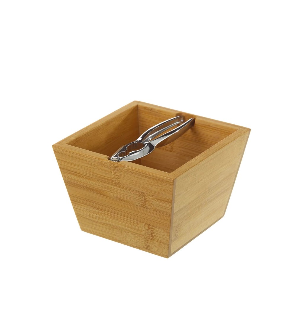 Dcasa Caja cascanueces de bambú marrón de 16x16x11 cm