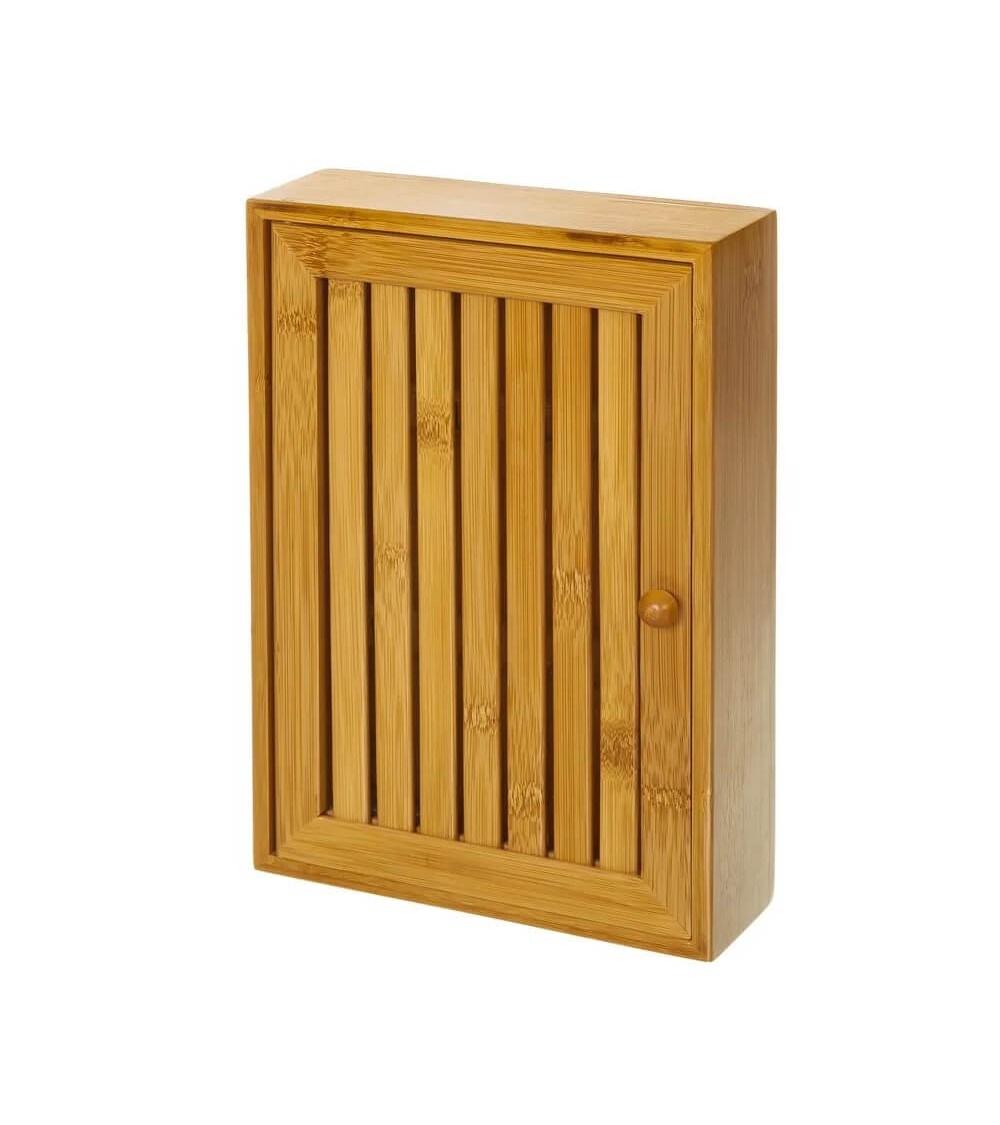 Dcasa Caja de bambú para llaves con 8 colgadores beige de 19x6x27 cm