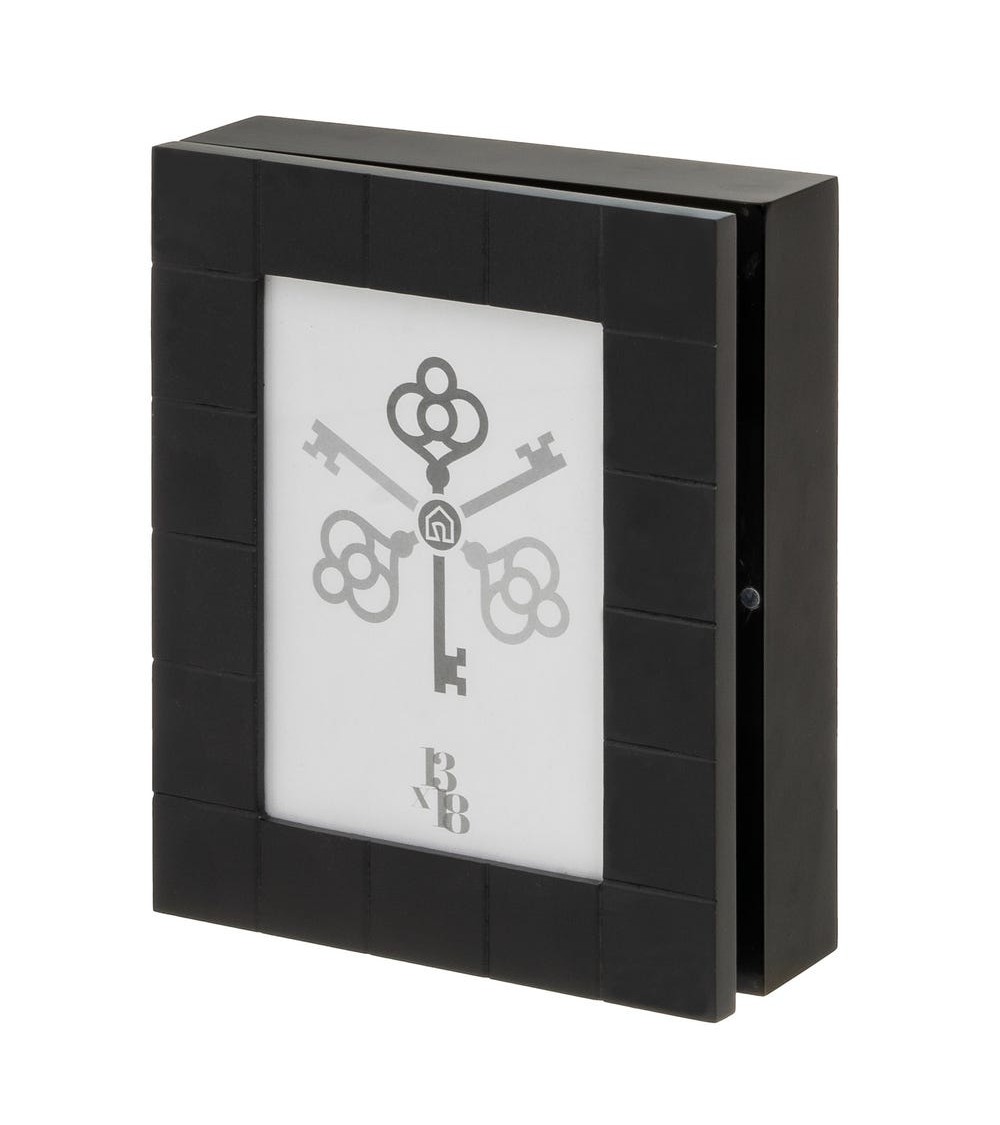 Dcasa Caja de llaves moderna negra de madera para la entrada Factory Guardallaves con portafoto 13x18