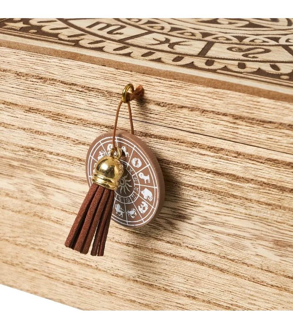 Dcasa Caja De Madera De Horóscopos Natural De 20x20x10 Cm