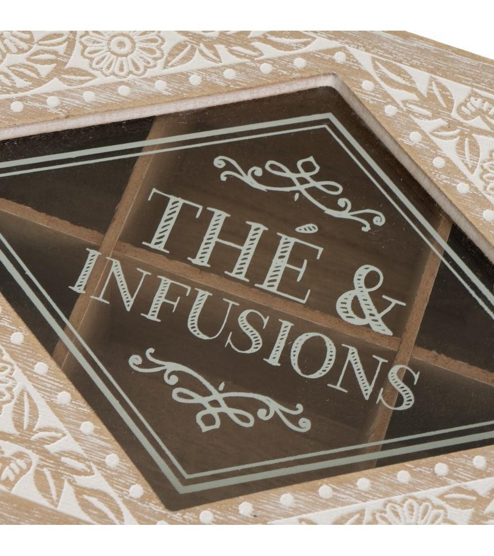 Dcasa Caja De Té De Madera Natural Beige Nordica Para Cocina Provenzal