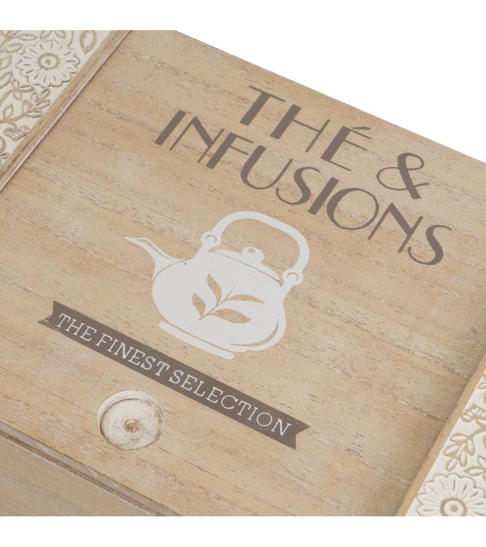 Dcasa Caja De Té De Madera Natural Beige Nordica Para Cocina Provenzal