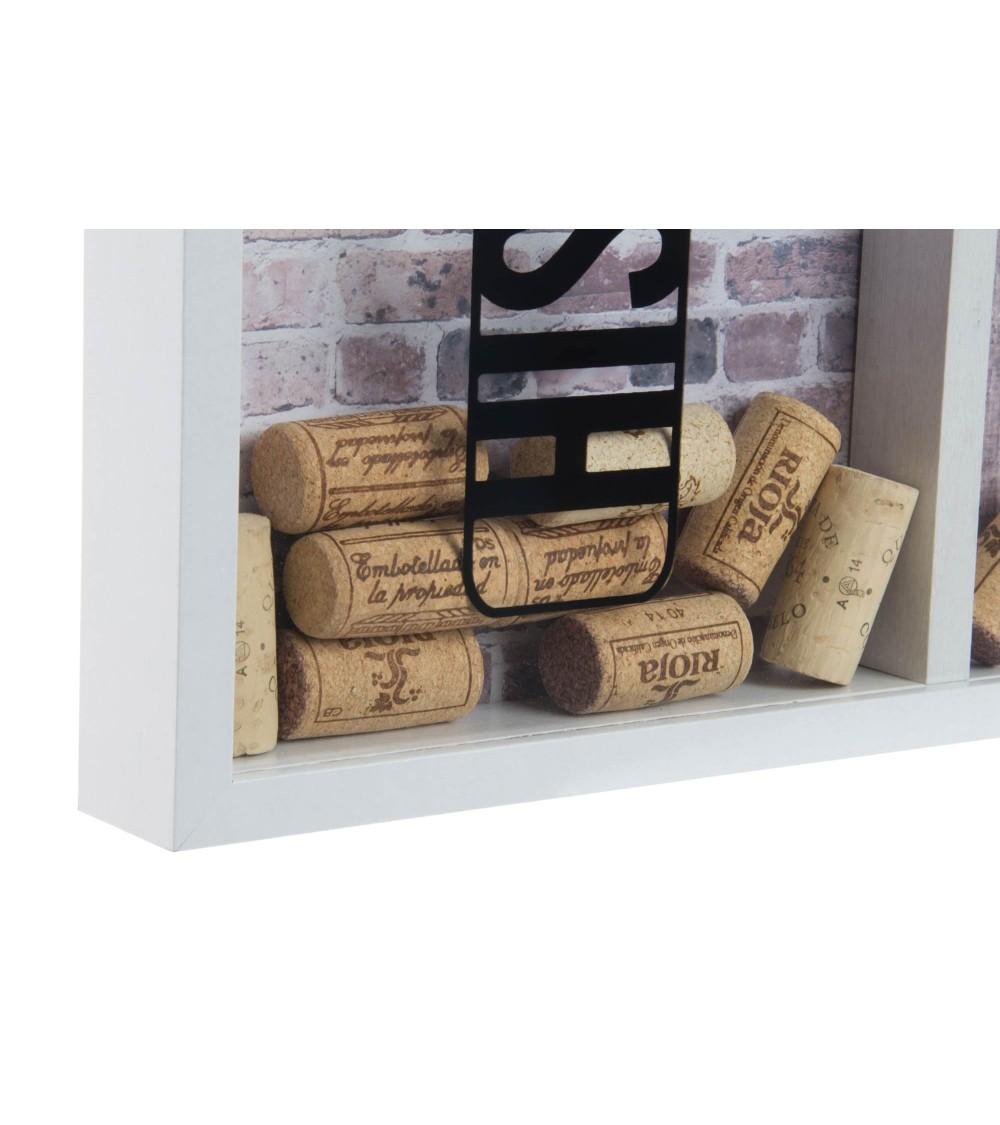 Dcasa Caja Guardacorchos Y Tapones Madera Y Cristal 40x4x26 Cm