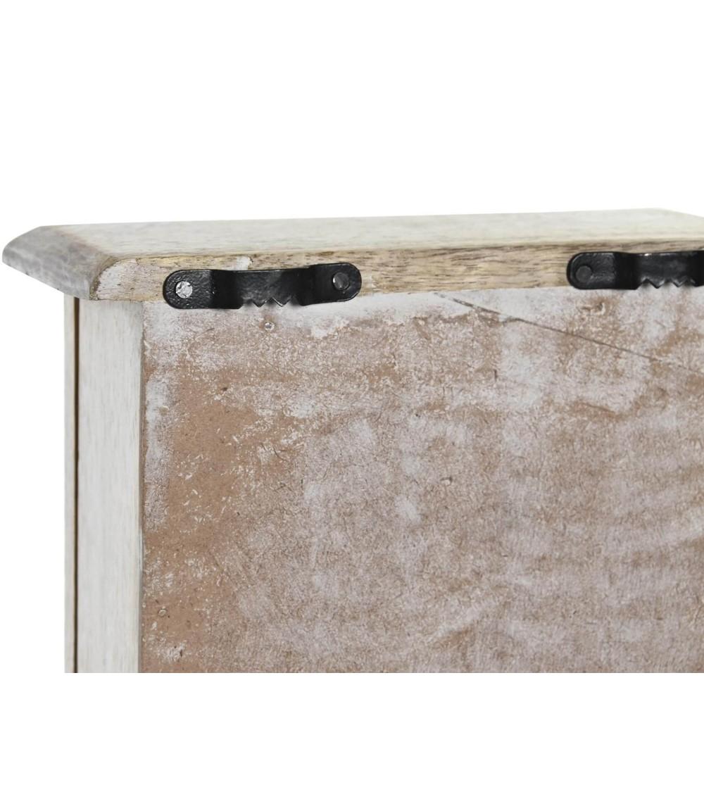 Dcasa Caja Guardallaves De Pared Madera Mango Tallado Natural 6 Colgadores