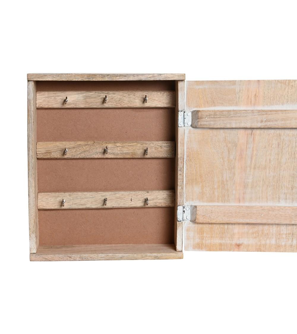 Dcasa Caja Guardallaves Mapamundo De Madera Mango Natural Con 9 Colgadores