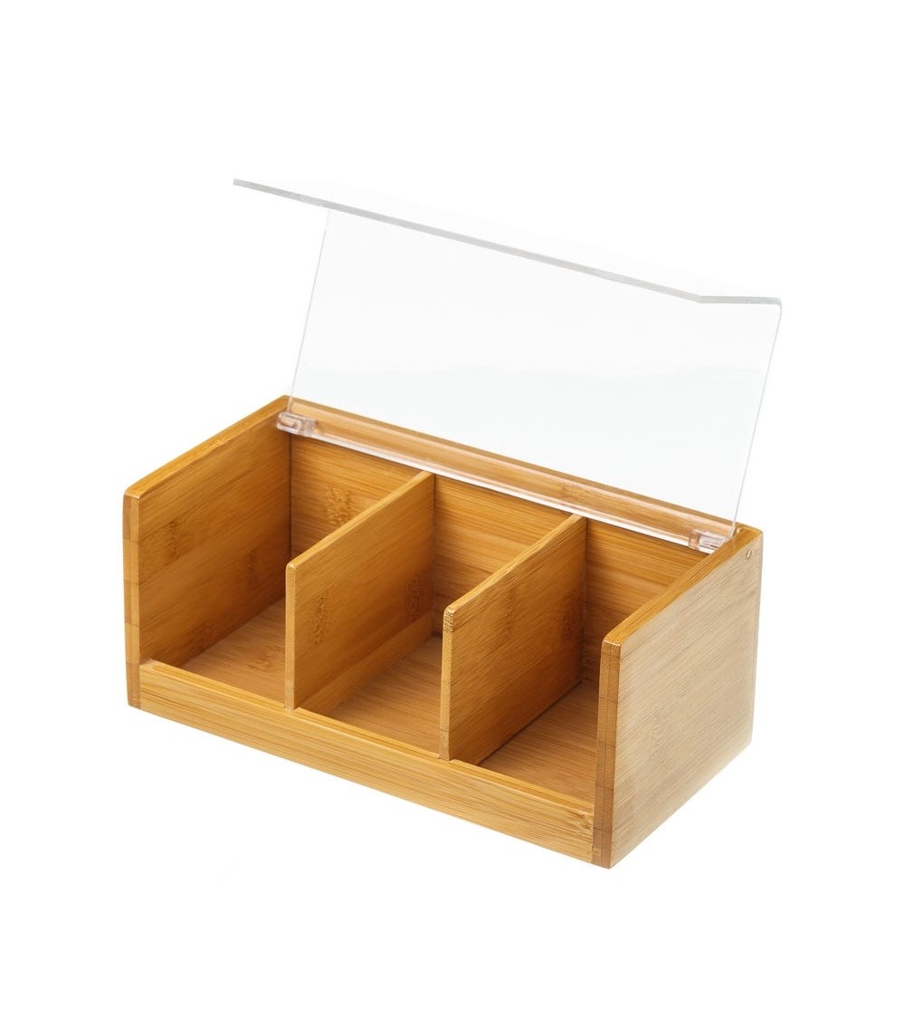 Dcasa Caja Infusiones De Bambú Natural Nórdica De 21x11x9 Cm