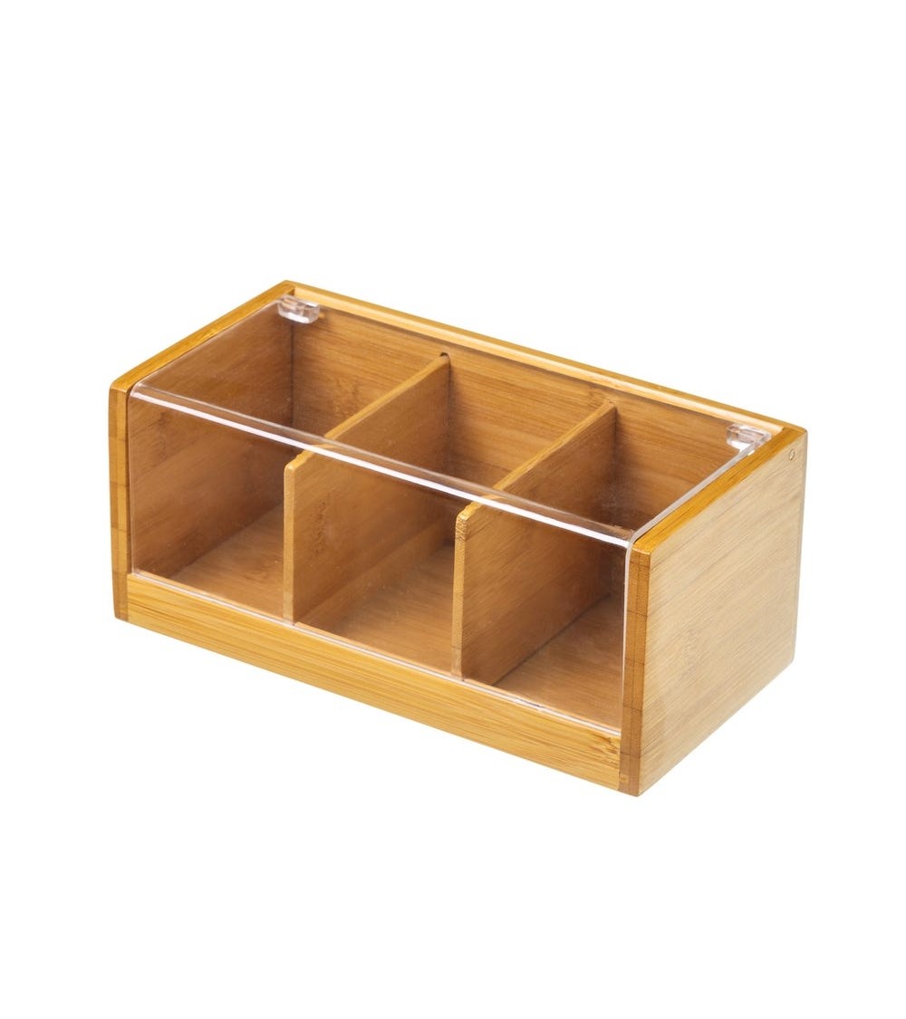Dcasa Caja infusiones de bambú natural nórdica de 21x11x9 cm