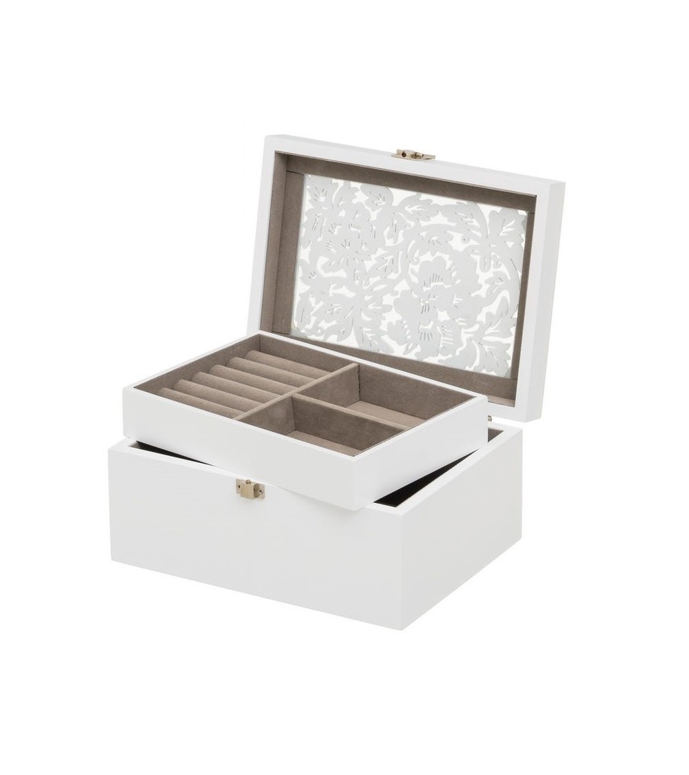 Dcasa Caja joyero moderna blanca de madera para dormitorio