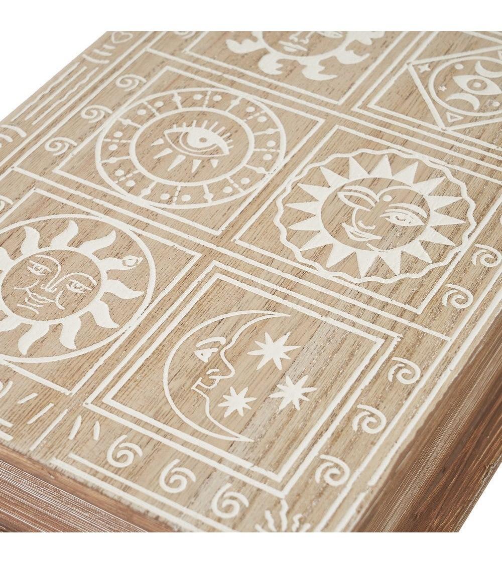 Dcasa Caja Libro Con Soles De Madera Natural De 18x7x25 Cm