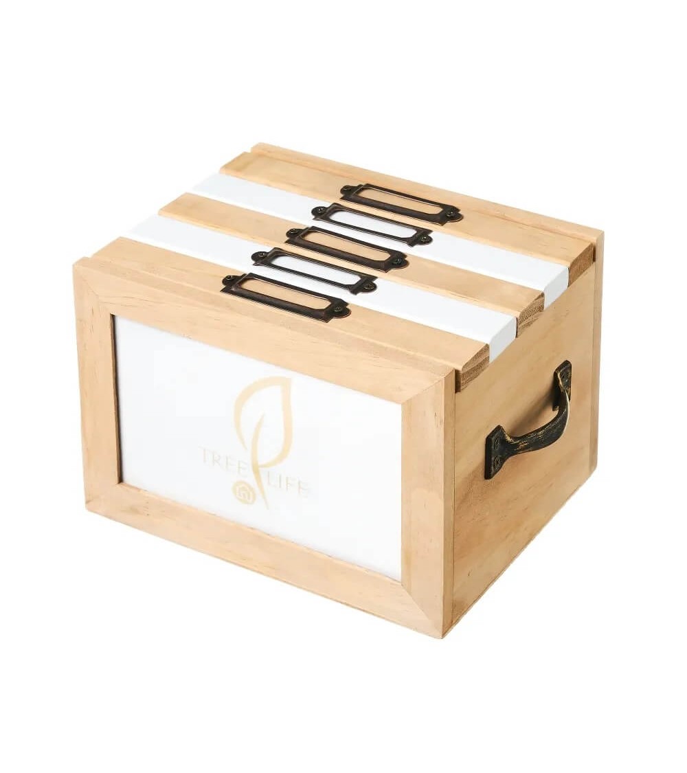 Dcasa Caja Portafotos Árbol De La Vida De Madera Natural De 21x14x13 Cm