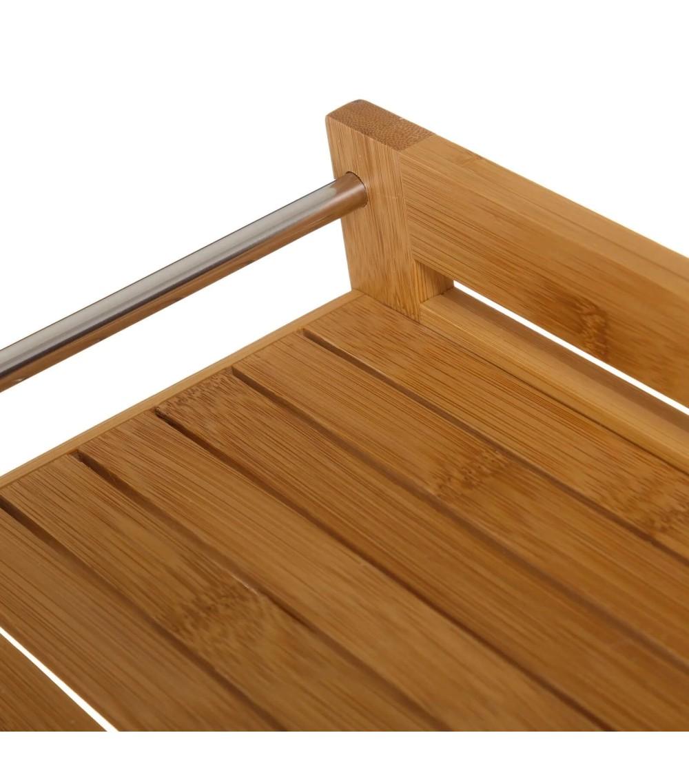 Dcasa Carro Con 2 Baldas De Bambú Marrón De 55x32x62 Cm