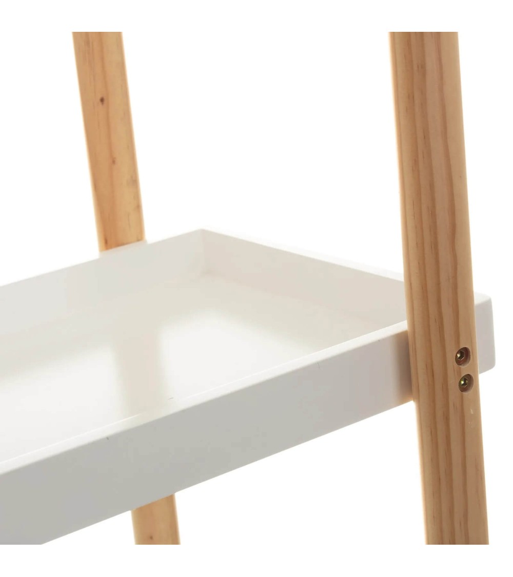 Dcasa Carro Con 3 Baldas De Madera Blanco De 56x28x80 Cm