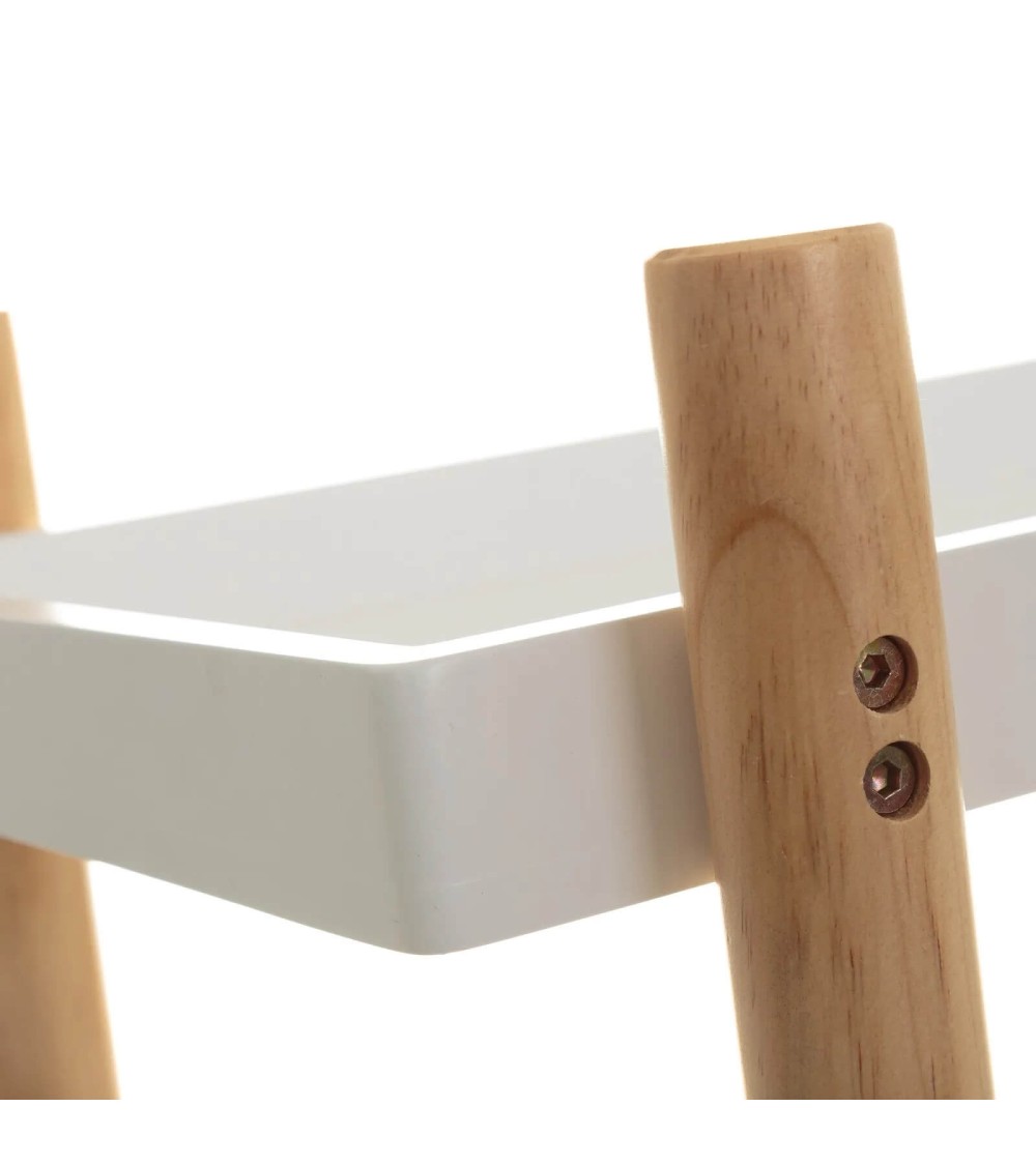 Dcasa Carro Con 3 Baldas De Madera Blanco De 56x28x80 Cm