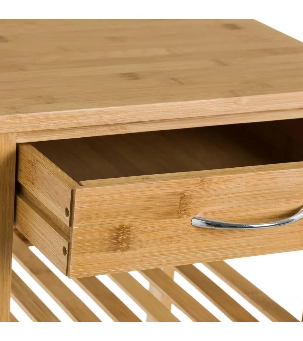 Dcasa Carro De Cocina Botellero De Bambú Marrón De 37x37x77 Cm