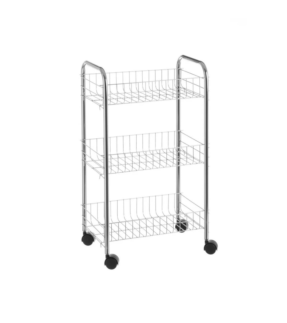 Dcasa Carro verdulero de metal plateado de 39x25x67 cm