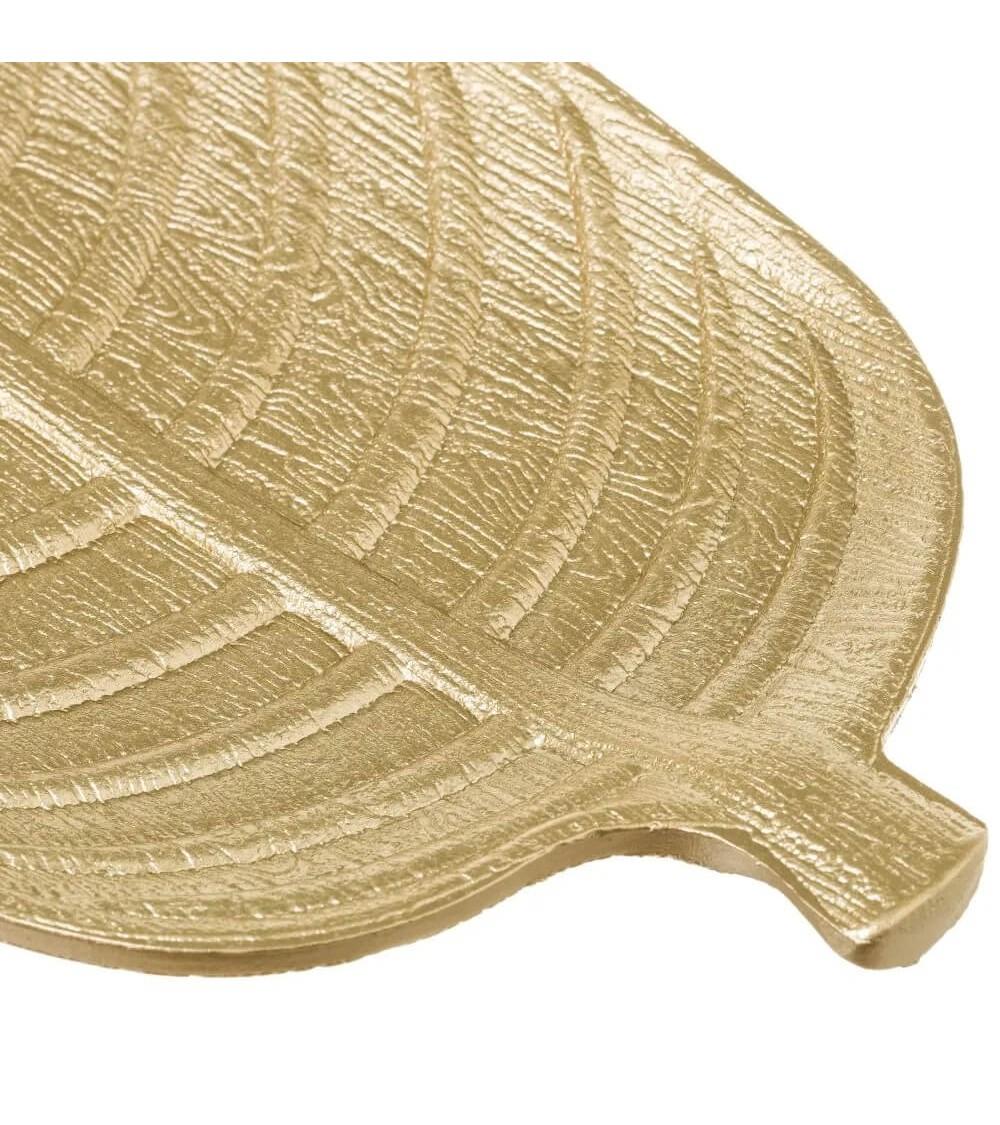 Dcasa Centro De Mesa Hoja Dorado De Madera MDF De 18x45 Cm