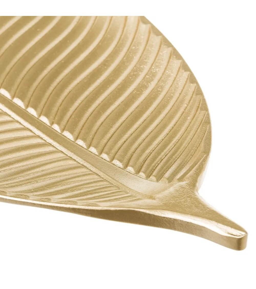 Dcasa Centro De Mesa Hoja Dorado De Madera MDF De 22x60 Cm