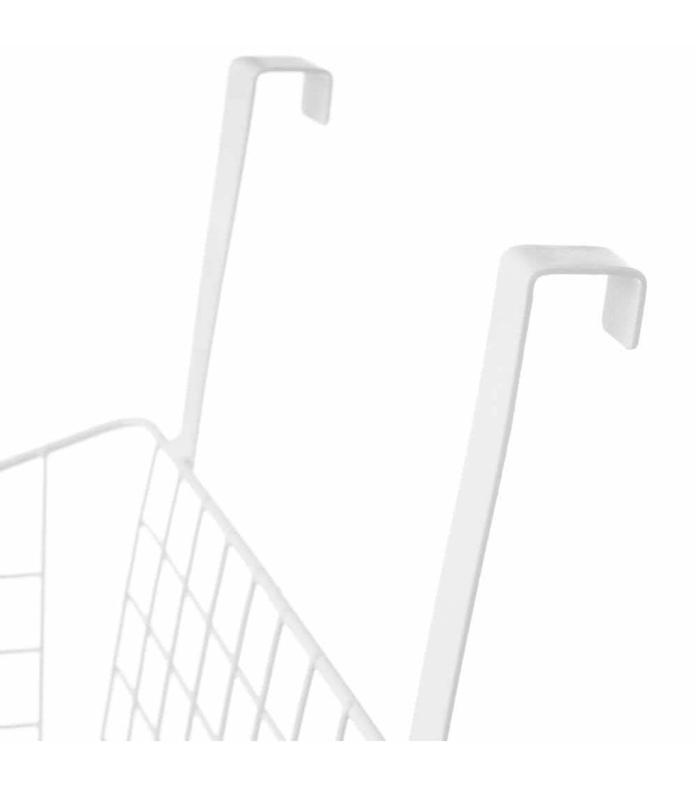 Dcasa Cesta Colgante Con Rejilla Blanca De Metal Para Cocina De 26x17x28 Cm