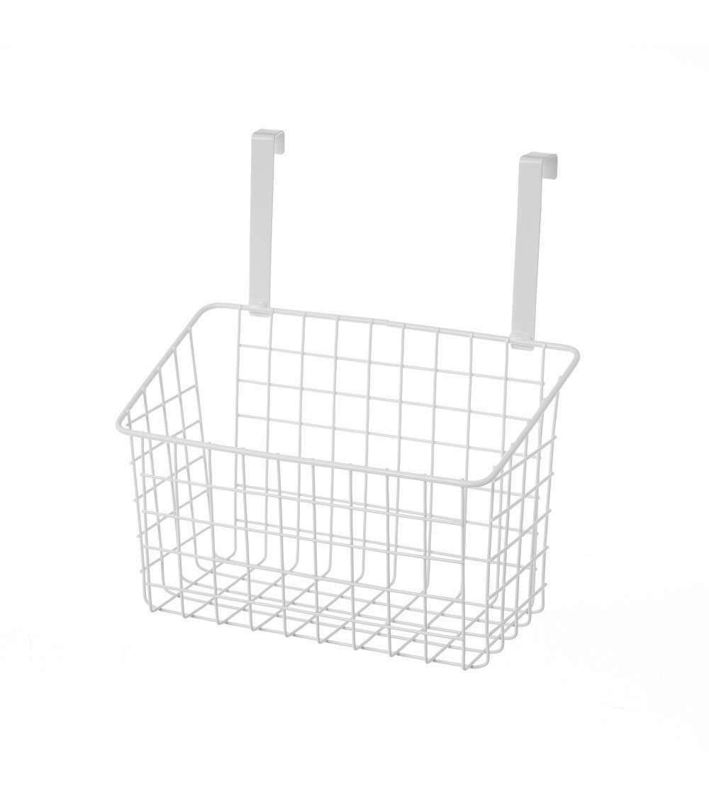 Dcasa Cesta colgante con rejilla blanca de metal para cocina de 26x17x28 cm