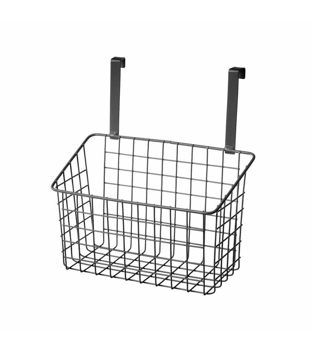 Dcasa Cesta colgante con rejilla negra de metal para cocina de 26x17x28 cm
