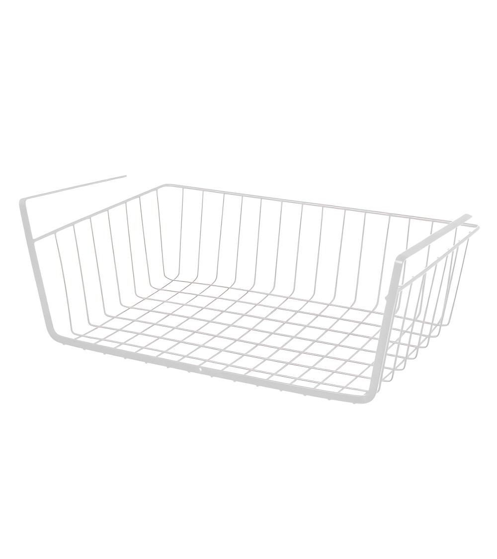 Dcasa Cesta colgante de estante de metal blanca de 40x25x15 cm