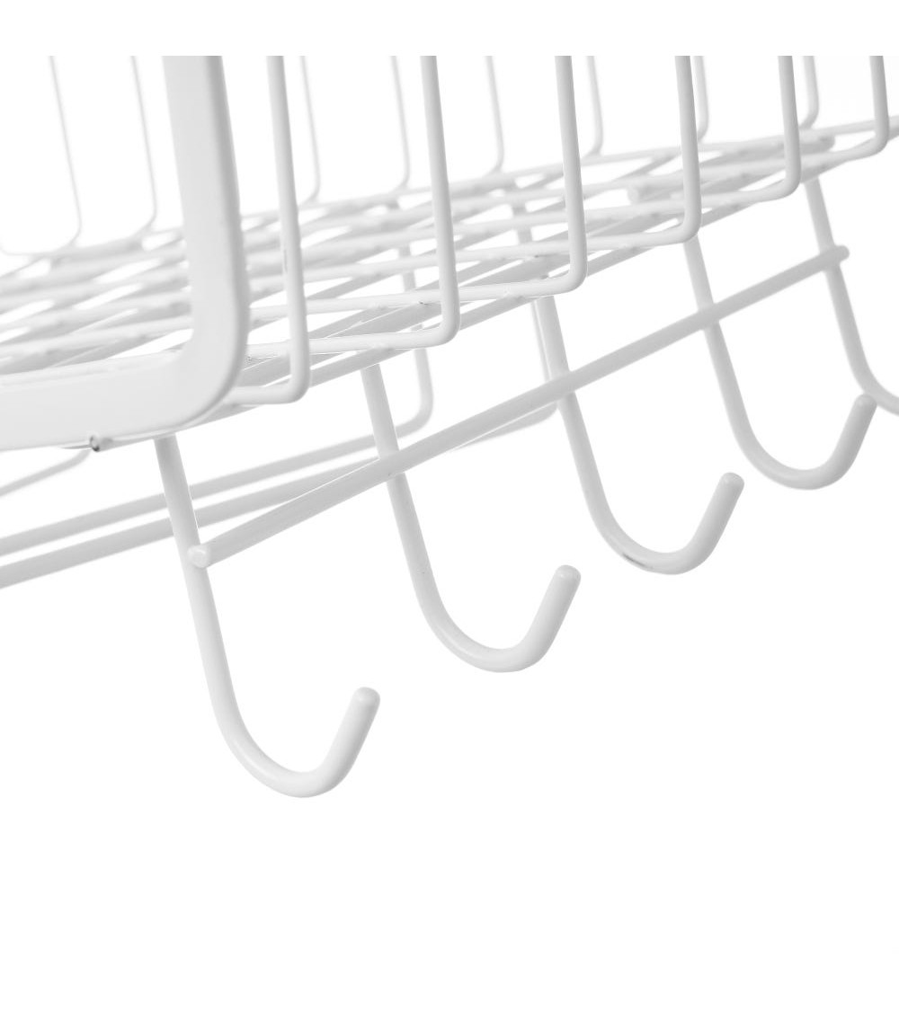 Dcasa Cesta Colgante De Metal Blanca Para Estante Con Portarrollos De 29x24x18 Cm