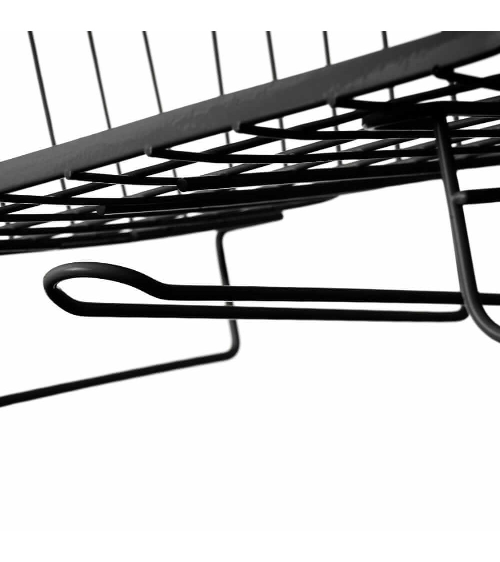 Dcasa Cesta Colgante De Metal Negra Para Estante Con Portarrollos De 29x24x18 Cm