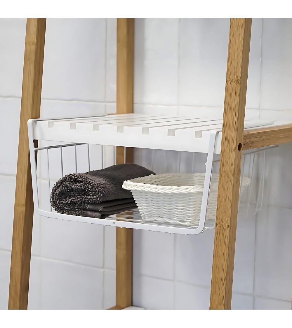 Dcasa Cesta De Metal Blanca Para Estante De Cocina Minimalista 30x24x14 Cm