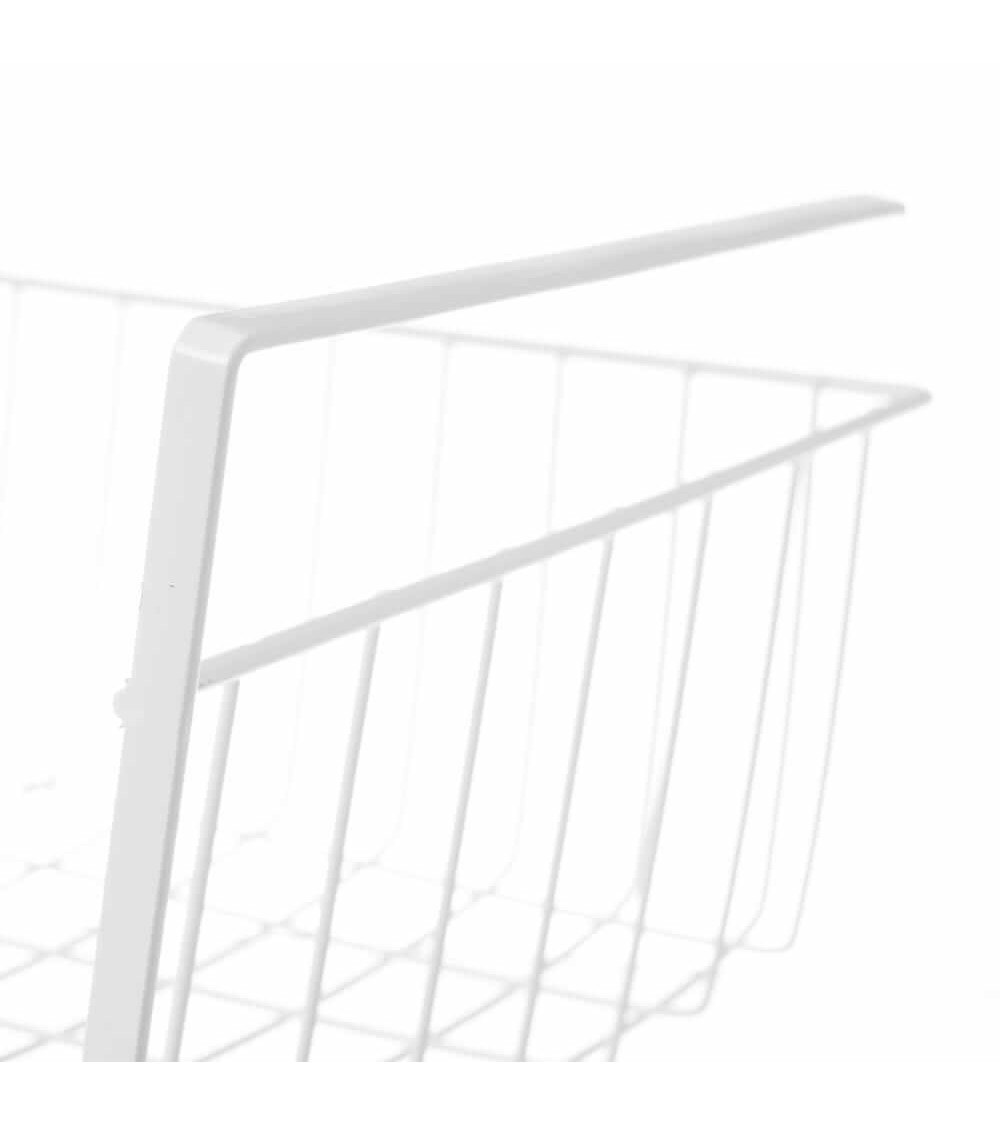 Dcasa Cesta De Metal Blanca Para Estante De Cocina Minimalista 30x24x14 Cm