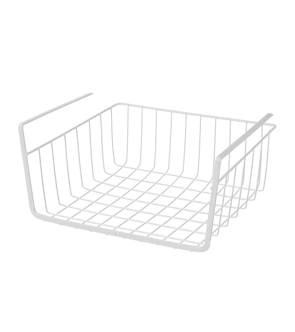 Dcasa Cesta de metal blanca para estante de cocina minimalista 30x24x14 cm
