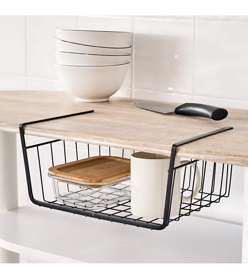 Dcasa Cesta De Metal Negra Para Estante De Cocina Factory 30x24x14 Cm