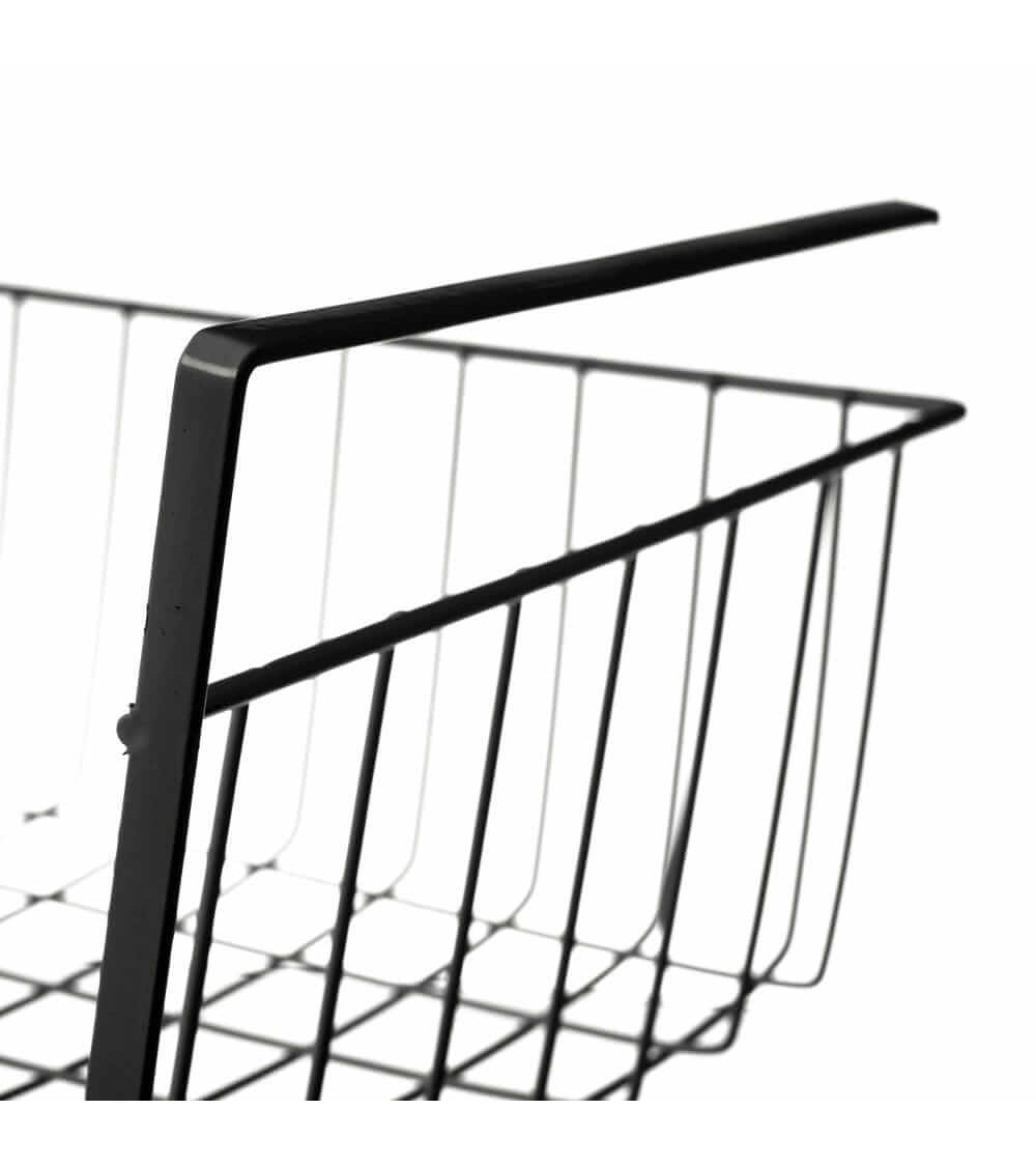 Dcasa Cesta De Metal Negra Para Estante De Cocina Factory 30x24x14 Cm