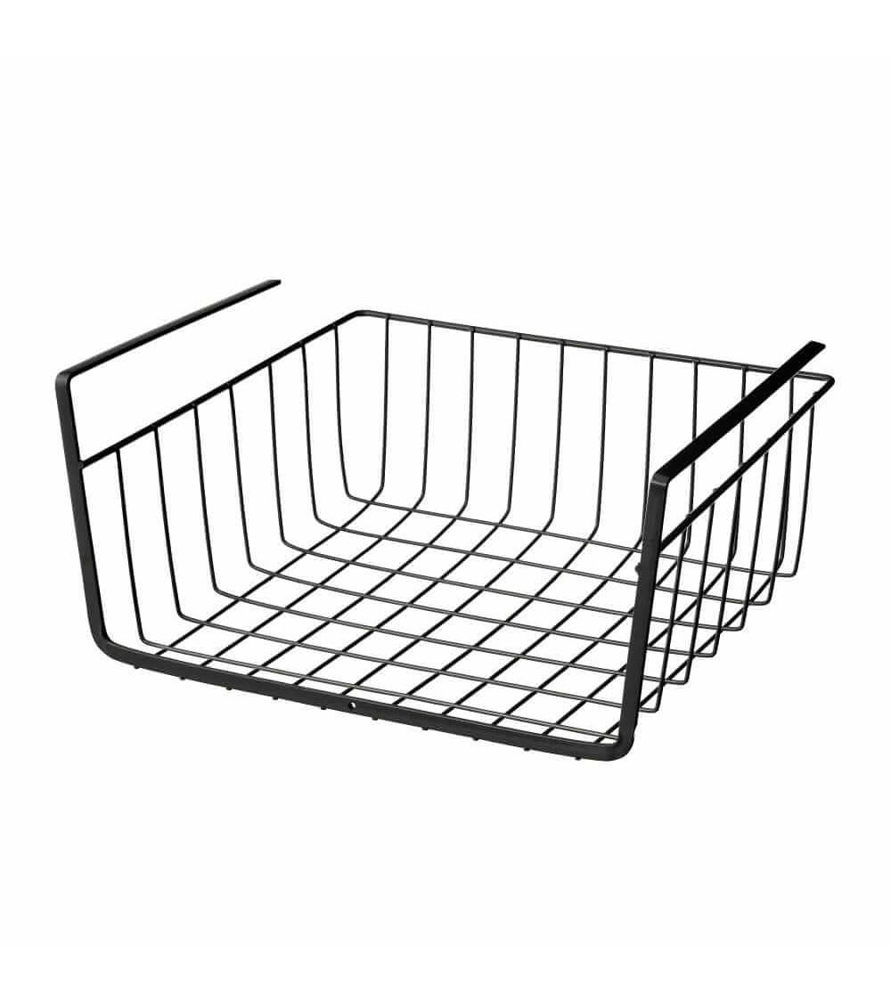 Dcasa Cesta de metal negra para estante de cocina factory 30x24x14 cm