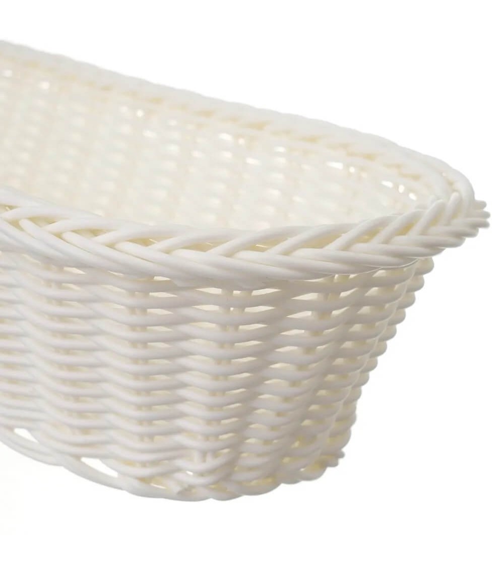 Dcasa Cesta De Polietileno Blanca Trenzada Oval De 30x15x8 Cm