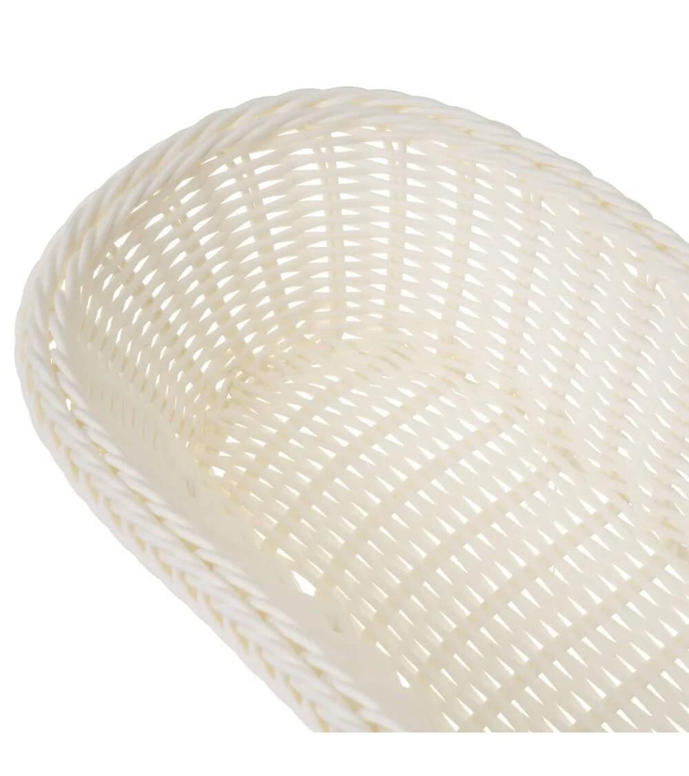 Dcasa Cesta De Polietileno Blanca Trenzada Oval De 30x15x8 Cm