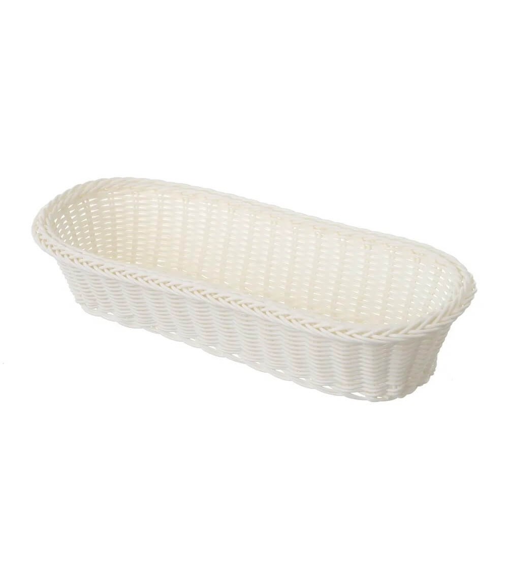 Dcasa Cesta de polietileno blanca trenzada oval de 30x15x8 cm