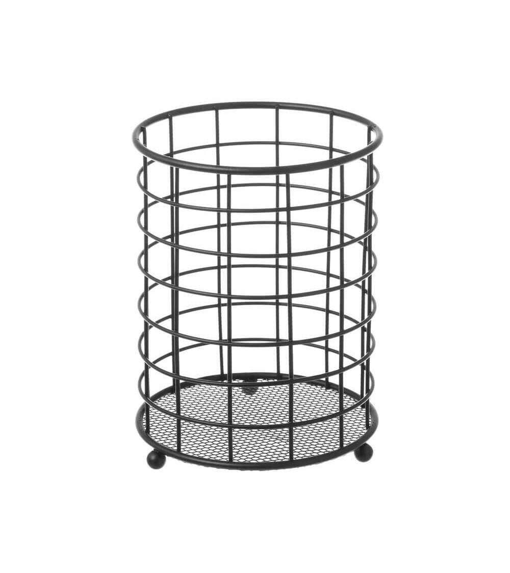 Dcasa Cesta para cubiertos negras de metal de 15x12x12 cm