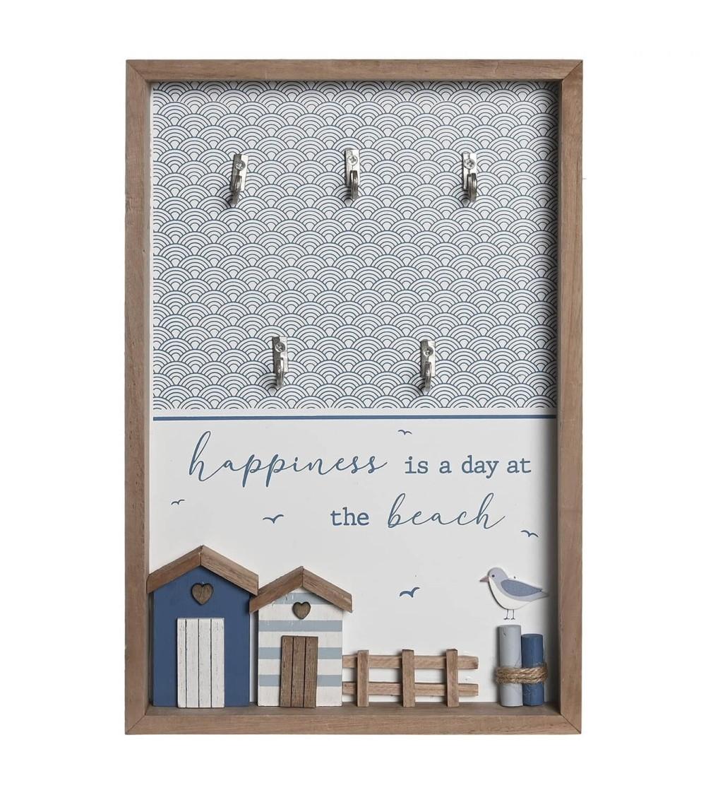 Dcasa Colgallaves de pared madera ambientes mediterraneo 5 colgadores