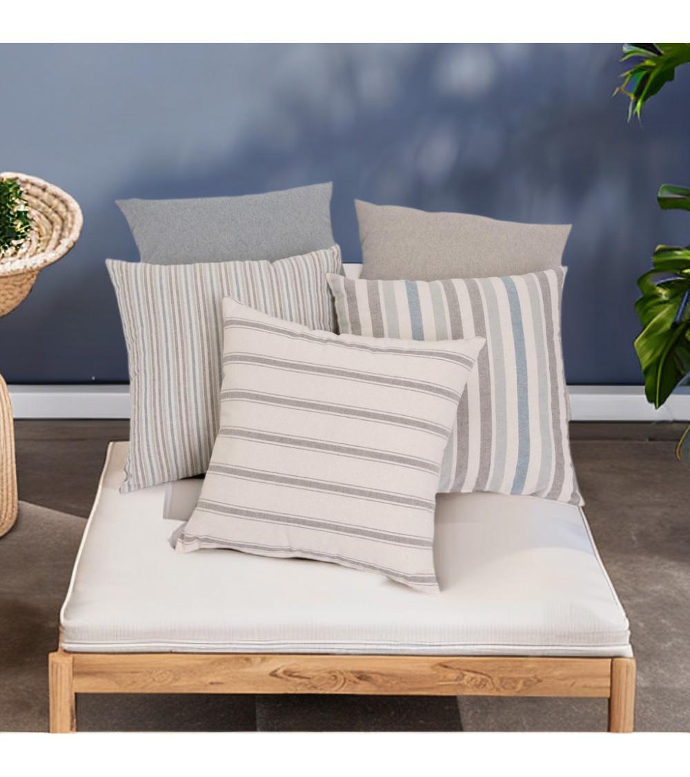 Dcasa Conjunto De 5 Cojines De Rayas Azul De Algodón Natural De 45x45 Cm Con Relleno